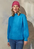 Cotton Blend Mockneck Sweater