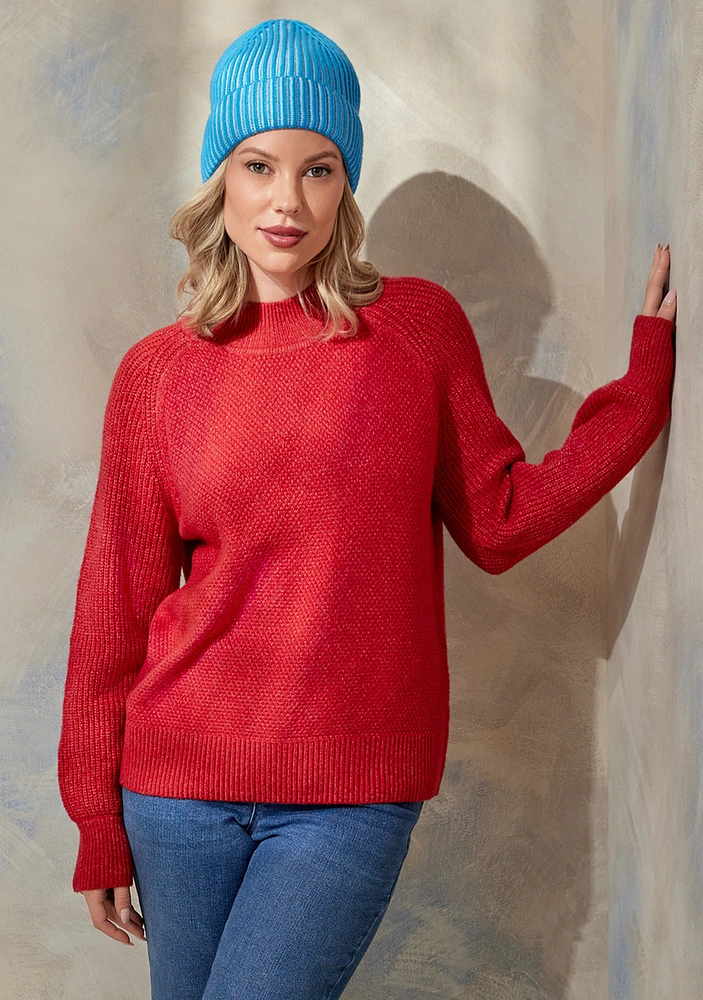 Cotton Blend Mockneck Sweater