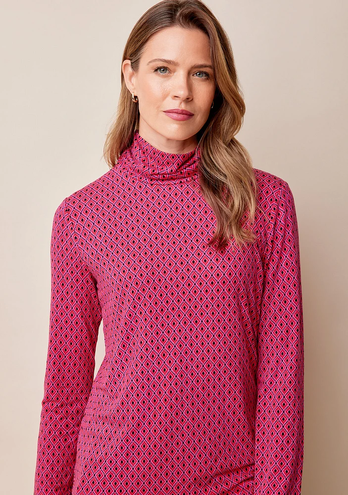 Mockneck Geometric Print Top