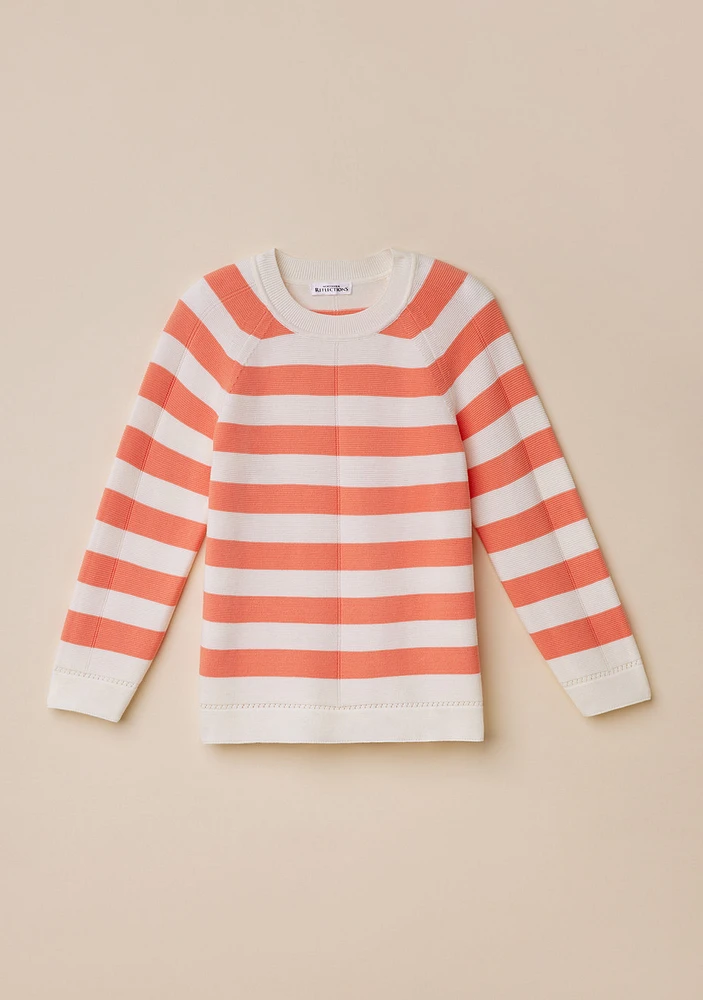 Cotton Blend Striped Sweater