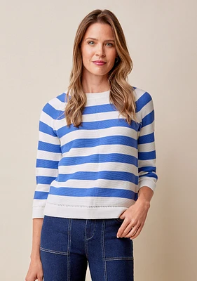 Cotton Blend Striped Sweater