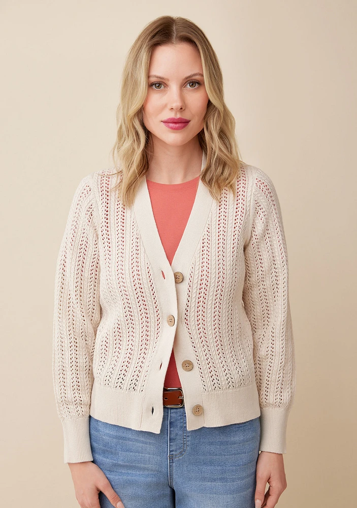 Pointelle Knit Cardigan