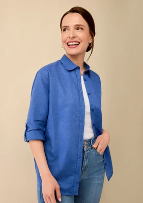 Solid Button Up Linen Shirt