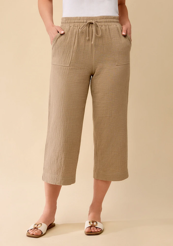 Crinkle Gauze Crop Pant