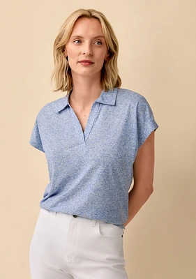 Linen Blend Collared Tee