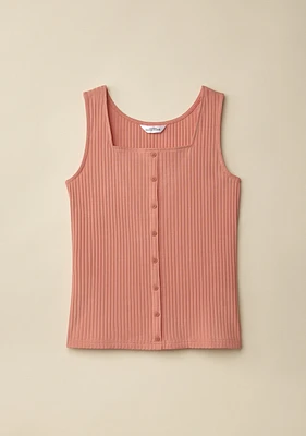 Square Neck Button-Front Tank