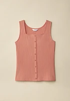 Square Neck Button-Front Tank