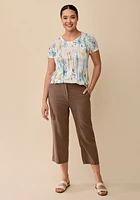 Linen Blend Pull-On Crop Pants