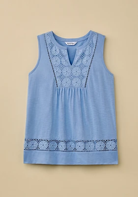 Y Neck Lace Yoke Top
