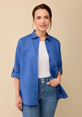 Button Up Linen Blend Shirt