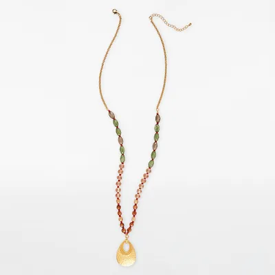 Multi Colour Beaded Pendant Necklace