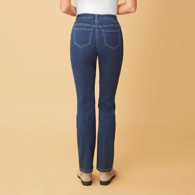 Medium Wash Super High Rise Straight Leg Ankle Jeans