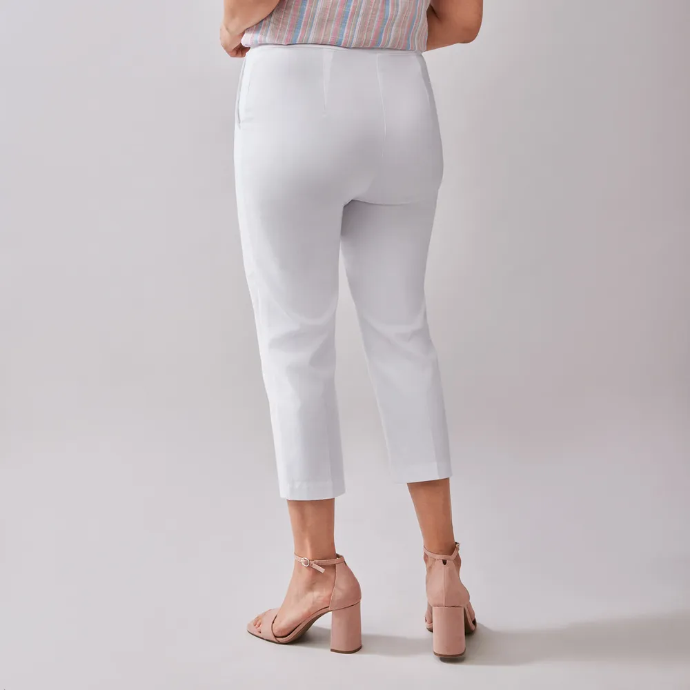 Lace Insert Crop Stretch Trousers in WHITE  Roman Originals UK