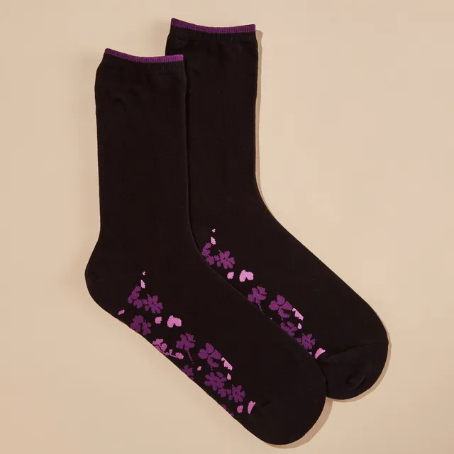 Hot Sox Men's Merry Juana Non-Skid Sock - Black Printed