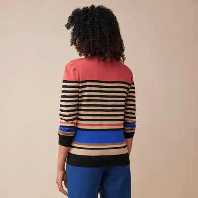 Puff Shoulder Striped Sweater