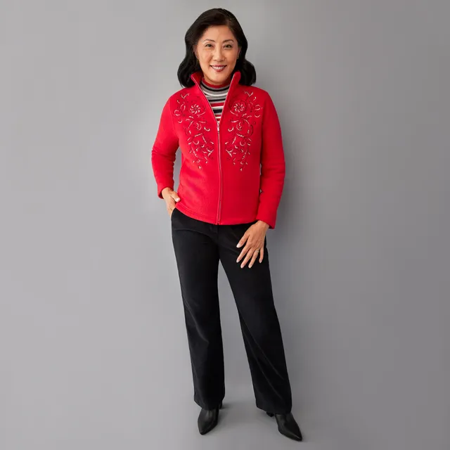 Women's Petite - Blue Birds Notch Neck Fleece