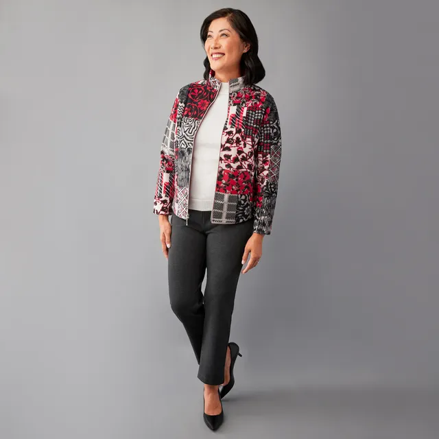 Northern Reflections Petite - Patchwork Print Fleece Jacket