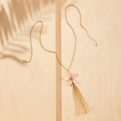 Flower Tassel Pendant Necklace