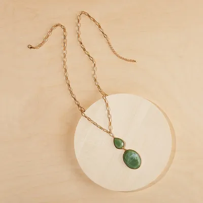 Double Oval Stone Necklace