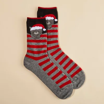 Festive Kitty Socks