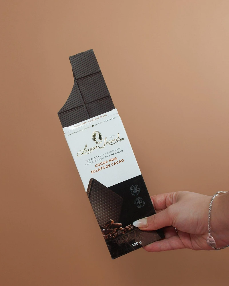 Barre chocolat noir 70 % avec éclats de cacao 100 g [87055]