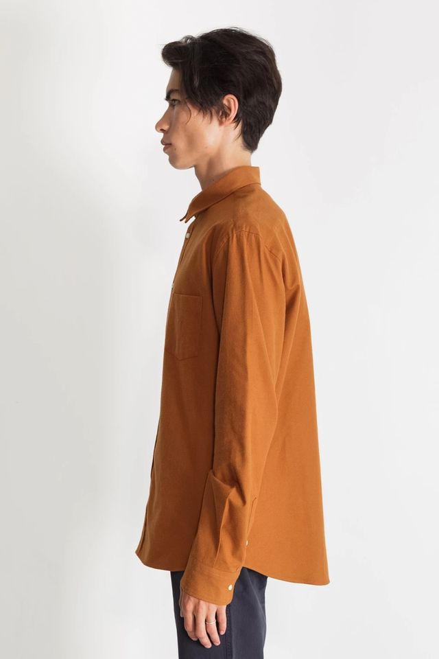 Japanese Long Sleeve Yarn Dyed Flannel Amber