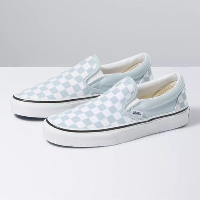 Classic Slip-On Checkerboard Baby Blue/ True White