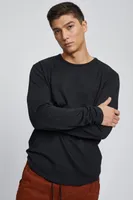 Long Sleeve Slub Hi-Lo Tee Black