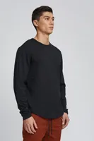 Long Sleeve Slub Hi-Lo Tee Black