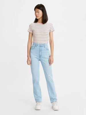 70's High Rise Slim Straight Jean Marin Hits