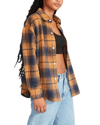 Sophia Shacket Plaid Peacoat Navy