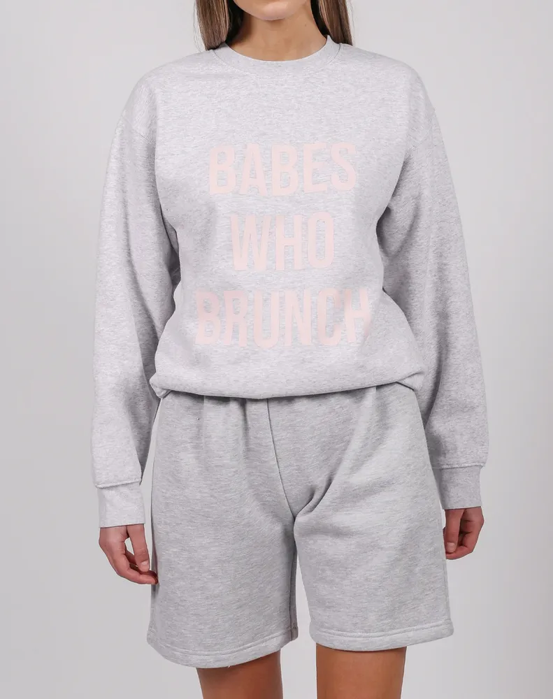 Babes Who Brunch Core Crew Pebble Grey