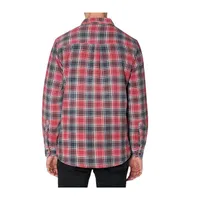 Men At Work Quilted Plaid Cord Check Shirt Red