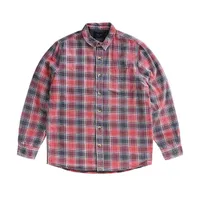 Men At Work Quilted Plaid Cord Check Shirt Red