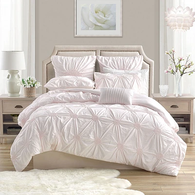 Swift Home Floral Ruched Duvet Cover Set