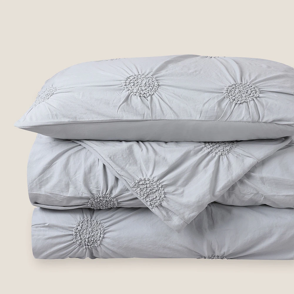 Swift Home Floral Ruched Duvet Cover Set