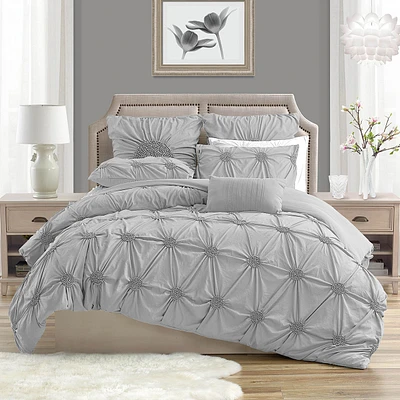 Swift Home Floral Ruched Duvet Cover Set