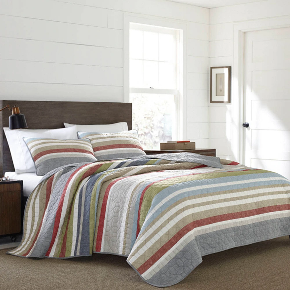 Eddie Bauer Salmon Ladder Stripe Quilt Set