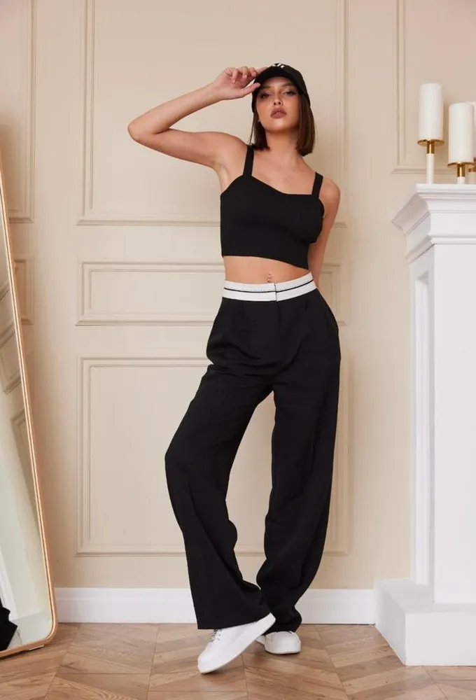 Satin Split-Hem Palazzo Pants