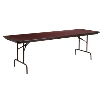 High Pressure Mahogany Laminate Folding Banquet Table, 8-Foot