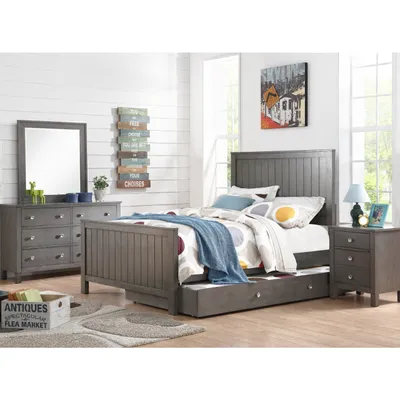 Quiz Gray Bedroom - Bed, Dresser & Mirror