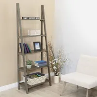 Hillsboro Ladder Bookcase in Gray Washed Finish