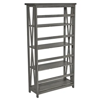 Hillsboro 5/Shelf Bookcase in Gray Wash with Folding Assembly