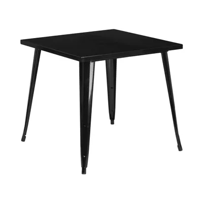 31.75” Square Black Metal Indoor-Outdoor Table