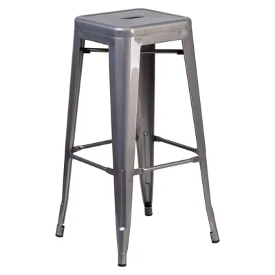 24” High Clear Coated Indoor Counter Height Stool with Back