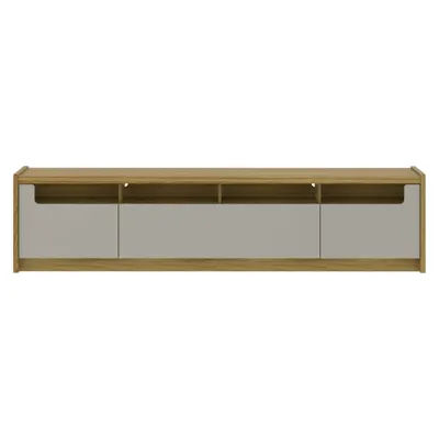 Munoz 87.12” TV Stand with 3 Compartments and Media Shelves in Gray Gloss