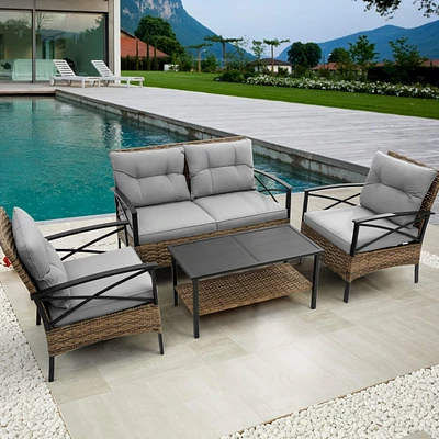 Patio 4 Piece Sofa Set with Cushions in