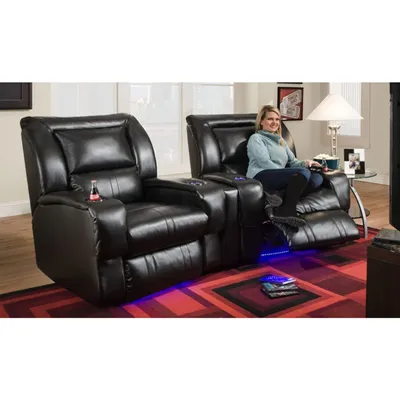 Icon Home Theater - 2 Power Recliners & Wedge - Black