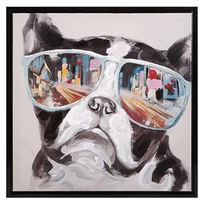 Youth City Shades Dog Framed Canvas