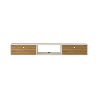 Liberty 62.99” Floating Desk in Off White and Cinnamon